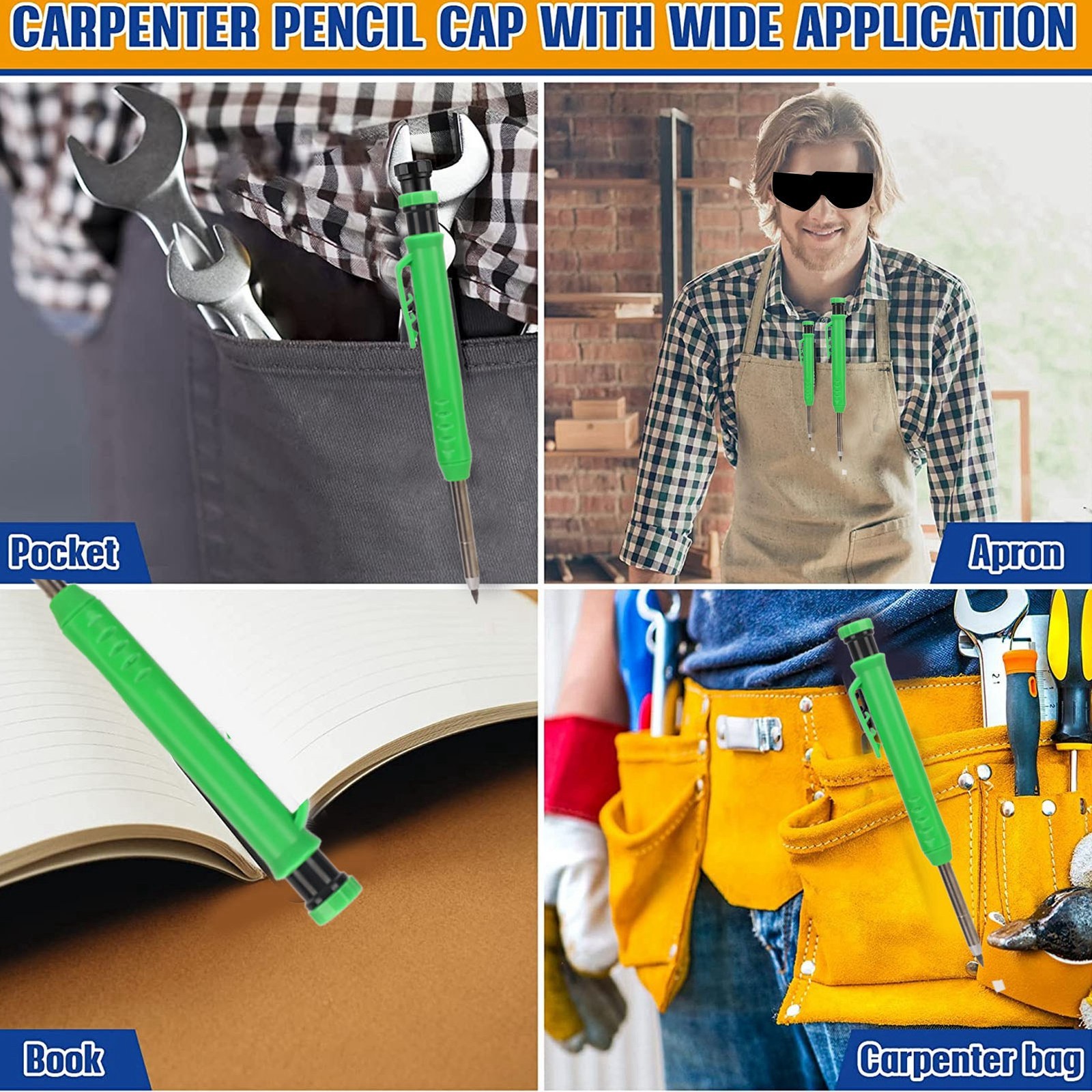 Solid Carpenter Pencil Kit Portable Built In Sharpener Woodworking Pencil Wi TJ
