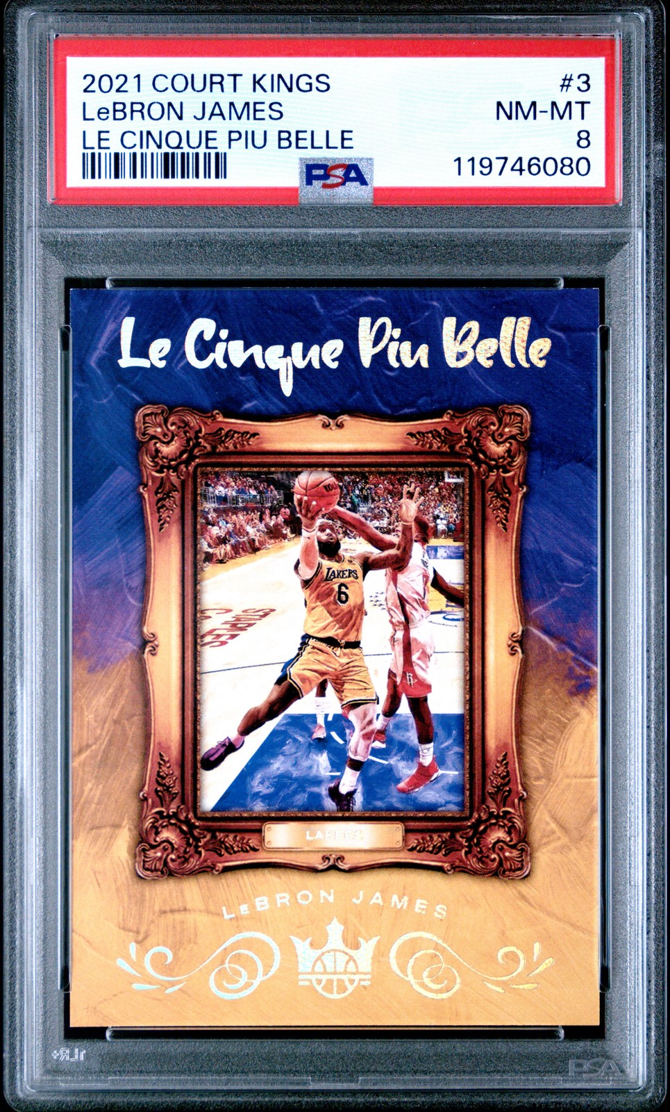 2021 PANINI COURT KINGS LE CINQUE PIU BELLE #3 LEBRON JAMES PSA 8