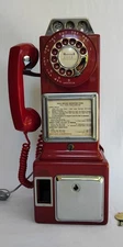 Antique Automatic Electric Red / Chrome AE 3 slot Payphone Working Home Phone