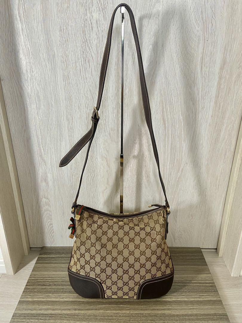 Gucci Sherry Line GG Canvas Shoulder Bag with Leather Ribbon 10cm Pre-Owned