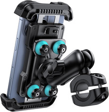 Motorcycle Phone Mount Holder - Dual Vibration Dampener  Metal Adjustment Arm 