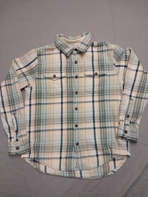 Outerknown Blanket Shirt Mens Medium Blue Green Plaid Long Sleeve
