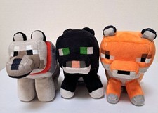 Minecraft Plush Wolf, Cat, Fox Set