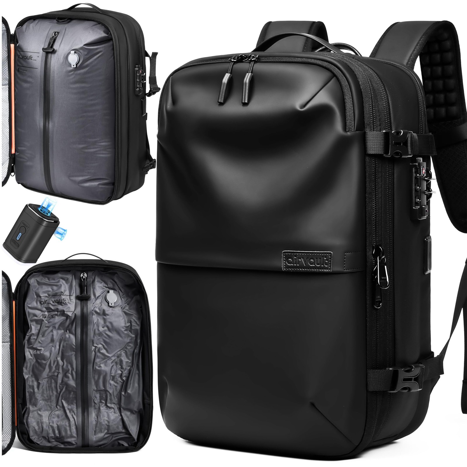 AirVault Vacuum Seal Travel Backpack 60L with Expandable HyperSeal Air Compre...