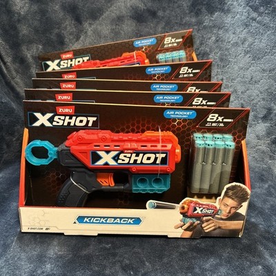Zuru X-Shot Kickback Dart Blaster Red  Foam Ammo Toy Gun 8 Darts LOT OF 5