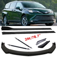 For Toyota Sienna Front Bumper Lip Splitter 78.7" Side Skirt Strut Rods Body Z
