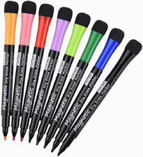Magnetic Dry Erase Markers - Fine Tip, Assorted Colors, 8 Pack, Low Odor Whitebo