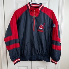 Vintage Pro Player Cleveland Indians Reversible Pullover Jacket L 90s MLB Youth