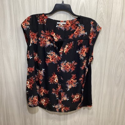 DANIEL RAINN Women s (Size 3X) Short Sleeve V-Neck Floral Shirt Dual Fabric