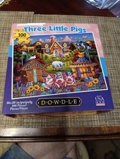 Dowdle THREE LITTLE PIGS 100 XL Pieces Puzzle 16" x 20" Made In The USA Complete