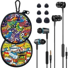 Kids Wired Earbuds with Cute Design Case for School