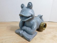 Vtg Figural Frog Reading Book Hose Yard Art S...