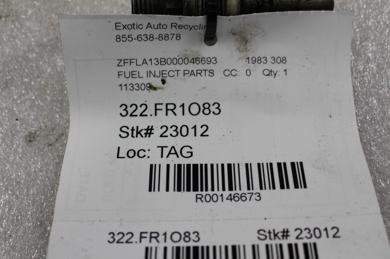 Ferrari 308, Fuel Injector, Used, P/N 113309
