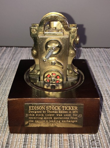 Vintage Thomas Edison Stock Exchange Ticker Tape Tabletop Cigarette Lighter
