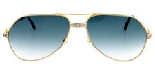 Vintage CARTIER Santos 59mm 23K Gold Aviator Sunglasses France Excellent Unisex