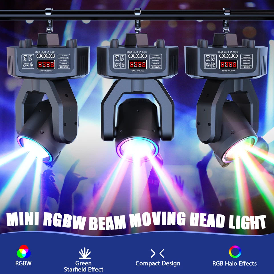 1/8Pcs LED Moving Head Light Mini DJ Lights Stage Lighting RGBW Beam Laser Light - Image 2 of 4