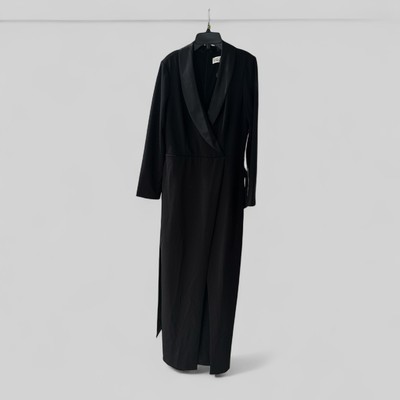 Eliza J Long Black Sleeve Tuxedo Maxi Dress Size 14 NWT