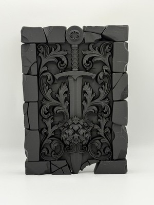 Gothic Schwert Wandrelief schwarz verziert Dolch Mittelalter dunkel Akademie Deko