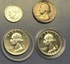 Constitutional Silver Coin Lot 2 Proof Quarters 1956 1963 & 1958 Tonner + Dime
