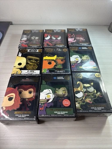 Lot Of 9 Funko POP Pins Marvel Venomized C3-PO The Joker