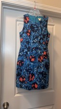 J.CREW blue red floral tulip print sleeveless fitted Cotton mini dress Womens 0