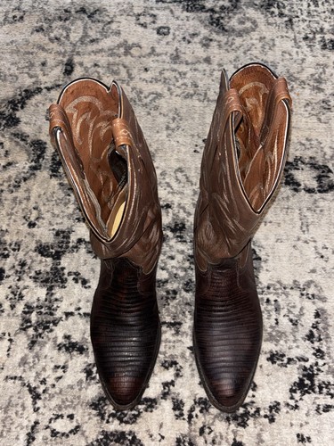 Tony Lama Dark Brown Teju Lizard Mens Size 12 D Leather Cowboy Western Boots - Picture 2 of 22