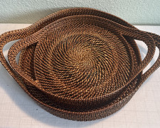 Round Rattan Serving Tray Hand Woven Wicker R...