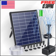 Solar Water Fountain Pump 6.5W for Bird Bath with Double-Layer Nozzles & Dry-Run