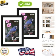 5x7 Picture Frame Set of 2, Photo Frame with HD Plexiglass, Display Pictures ...