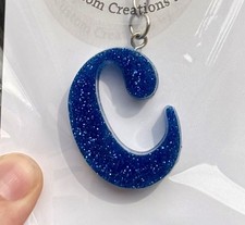   Dark Blue Glitter Letter Keychains   Available in all letters 