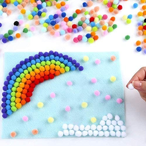 200 PCS Small Pastel Pom Poms - 1cm Mini Pompoms For Crafts, DIY, Scrapbooking & Kids' Art