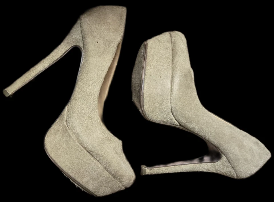 Salto alto D Delicious camurça marrom falso tamanho 6 - Imagem 4 de 4