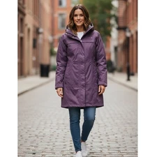 The North Face Womens Insulated Hooded Parka Jacket Purple M Waterproof Down