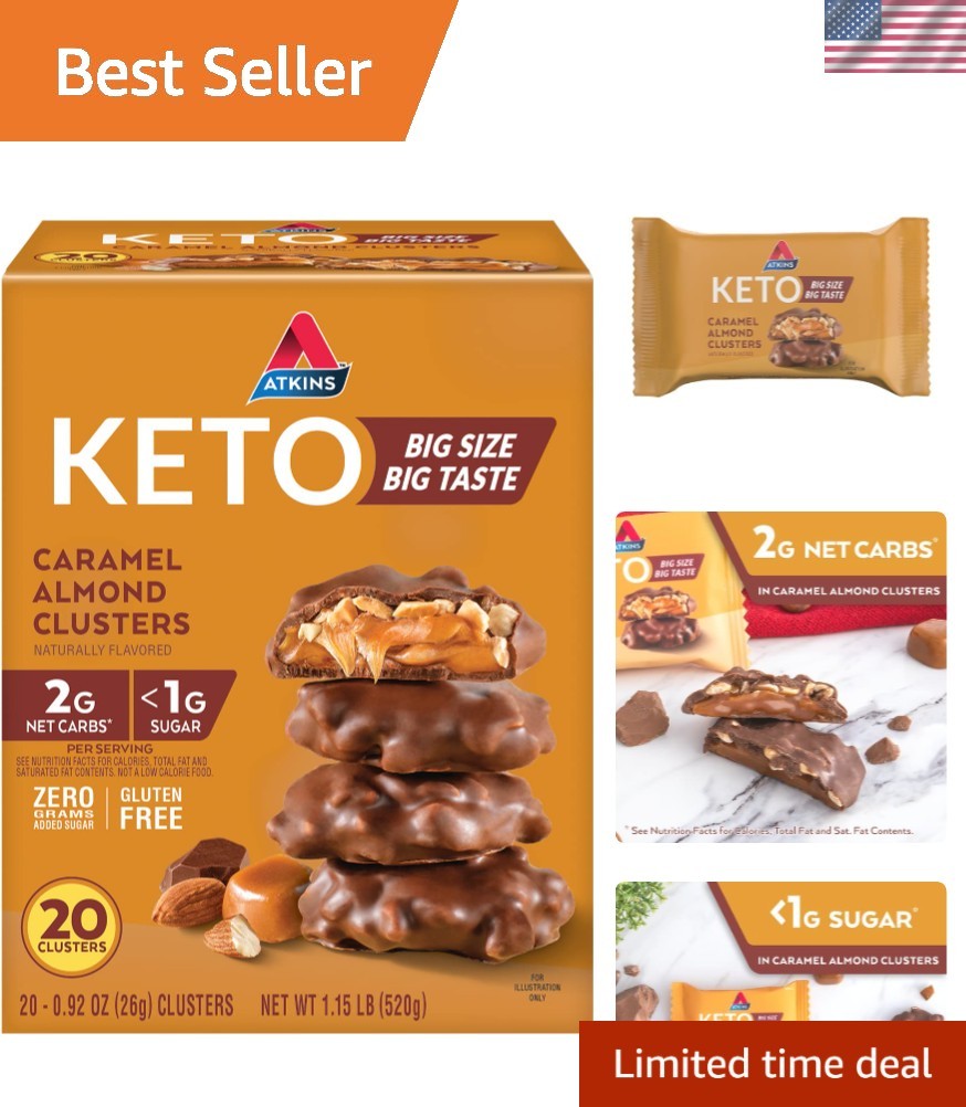 Delicious Low Carb Caramel Almond Clusters - 20 Individually Wrapped Treats