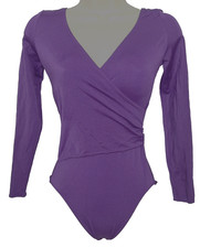 Vintage Purple Danskin Surplice Faux Wrap Leotard Size Medium M