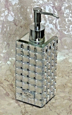 BELLA LUX Soap Dispenser Pump Rhinestone GLAM FAUX GEMS Mirror Glass Luxe NEW!