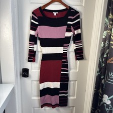 NWT! bar III Womens Knee-length Sweater Dress Ribbed Knit Geometric Print