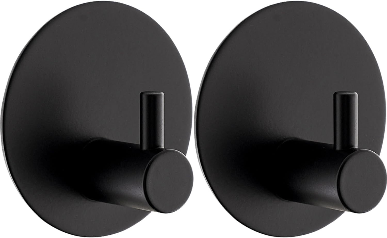 Black Self Adhesive Hooks No Drilling 2 Pack Waterproof Towel Hooks for Bathroom