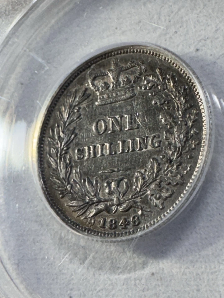 1848/6 Great Britain 1 Shilling Silver Coin Graded VF 30 by ANACS - Image 4 of 4