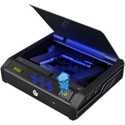 Gun Safe, Biometric Gun Safes for Handgun with 3 Ways Unlock Fingerprint Digi...