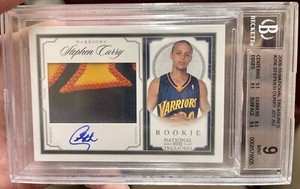 2009 National Treasures Stephen Curry RC Jersey Auto /99 RPA BGS 9