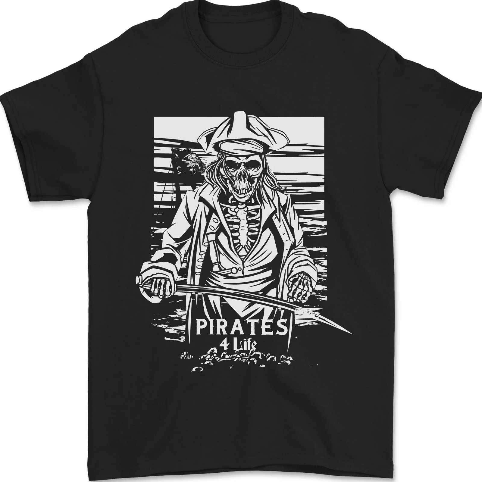 Piratas Por Siempre Camiseta De Hombre De Navegante 100% Algodón