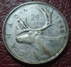 1945 CANADA 25 CENTS IN VF-EF CONDITION
