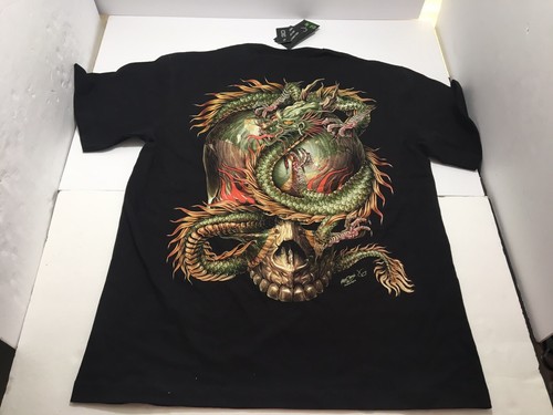 NUEVO CON ETIQUETAS Rock Chang Talla L 3D Dragón Respiración de Fuego Brilla en la Oscuridad Hombres Camiseta Arte - Imagen 11 de 12