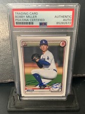 Bobby Miller autograph signed 2020 1st Bowman baseball card PSA SLAB BD38 e