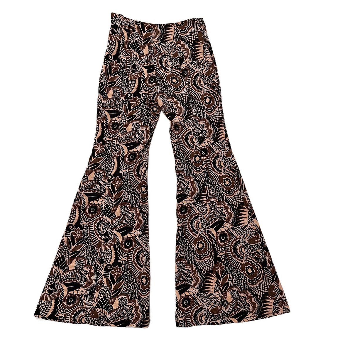 Anthropologie Drapey Flare Pants Bell Bottom Mod Tropical Tribal Neutral 00