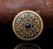 10X Antique Brass Floral Emboss Leathercraft Bag Screwback Conchos Black Bead