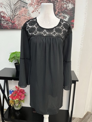 Ava & Viv Damen Top Bluse Plus 3XL Rundhals mit Häkeldetails Schlagärmel - Bild 1 von 12
