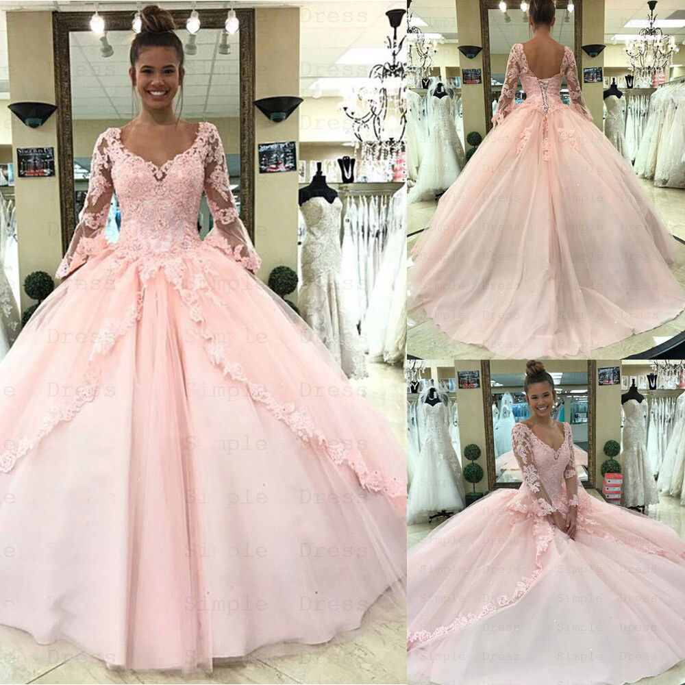 Pink Tulle Appliques Quinceanera 