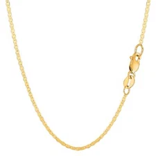 14k Yellow Real Gold Mariner Link Chain Necklace, 1.7mm